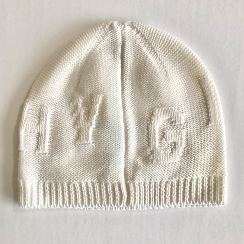 NWT Givenchy Tonal Raised Logo Jacquard Knit Wool Beanie Cream Off White - Picture 2 of 15